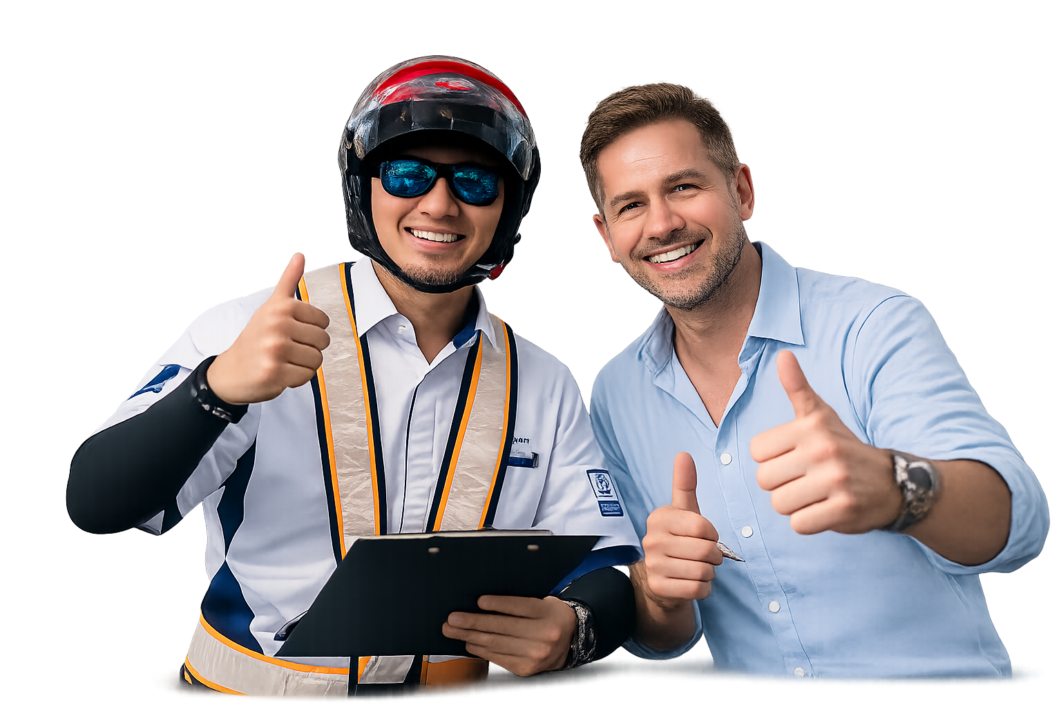 SDC instructor assisting an international motorcycle licence applicant